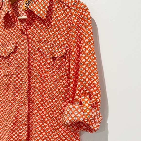 TORY BURCH Brigitte Tab-Sleeve Printed Blouse Work Office Casual Size 2 - Picture 3 of 12